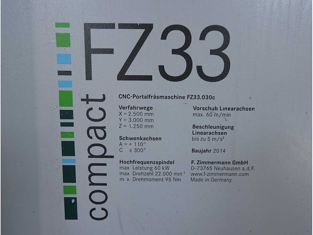 2014 zimmerman fz33.030c 5- assige portaalfreesmachine - afbeelding 44 van  48