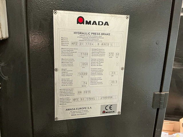 2015 amada hfe 3i 1704 8 axes l cnc-kantbank - afbeelding 6 van  14
