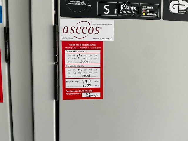 2015 asecos s-90.196.120 veiligheidskast en14470-1 - afbeelding 8 van  8
