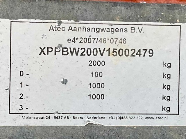 2015 atec eb2 2-1 dubbelas aanhangwagen - afbeelding 13 van  20