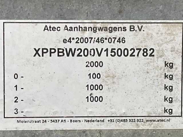 2015 atec eb2 2-1 dubbelas aanhangwagen - afbeelding 13 van  20