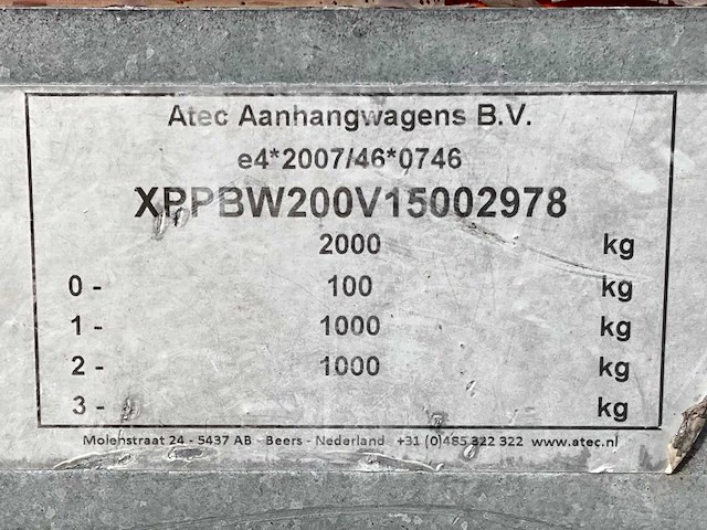 2015 atec eb2 2-1 dubbelas aanhangwagen - afbeelding 15 van  18