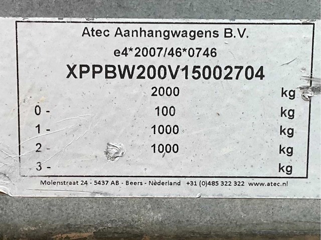 2015 atec eb2 2-1 dubbelas aanhangwagen - afbeelding 8 van  18