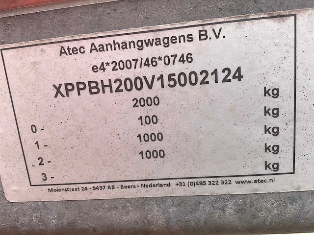 2015 atec eb2 2-1 dubbelas huifaanhangwagen - afbeelding 5 van  8
