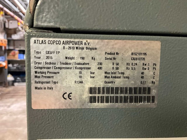 2015 atlas copco gx5 ff schroefcompressor - afbeelding 2 van  4