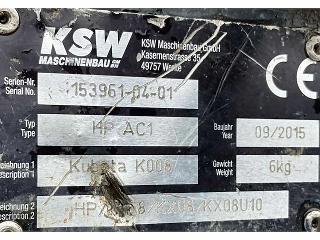 2015 atlas copco / ksw sb 52 / hp ac1 hydraulische sloophamer - afbeelding 8 van  8