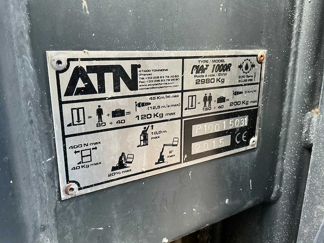 2015 atn piaf 1000r hoogwerker x - afbeelding 17 van  23