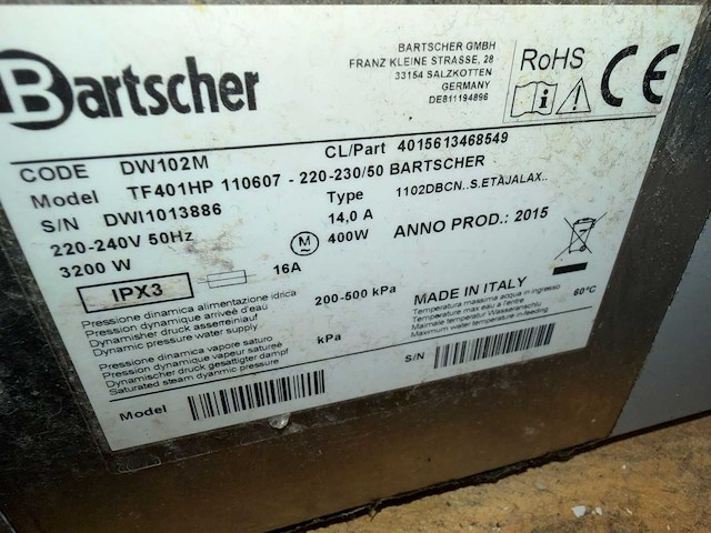 2015 bartscher tf401hp glazenspoelmachine - afbeelding 4 van  4