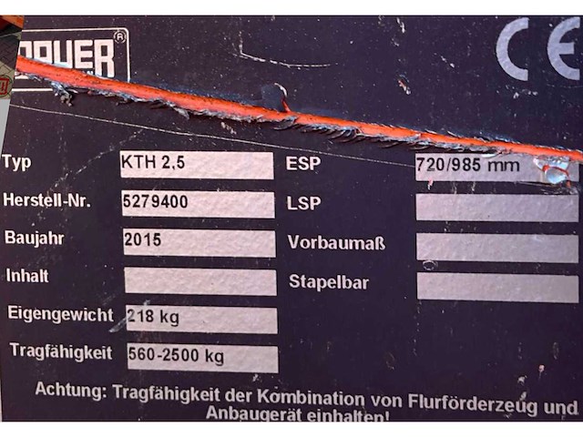 2015 bauer kth 2,5 heftruck hijsjib / hijsarm - afbeelding 5 van  5
