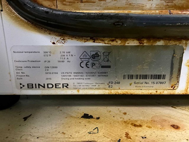 2015 binder fd240 droog & verwarmingsoven - afbeelding 6 van  6