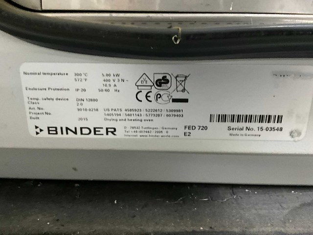 2015 binder fed720 droog & verwarmingsoven - afbeelding 9 van  9
