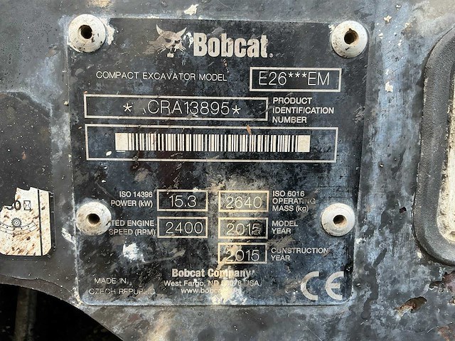 2015 bobcat e26 em minigraafmachine - afbeelding 28 van  33