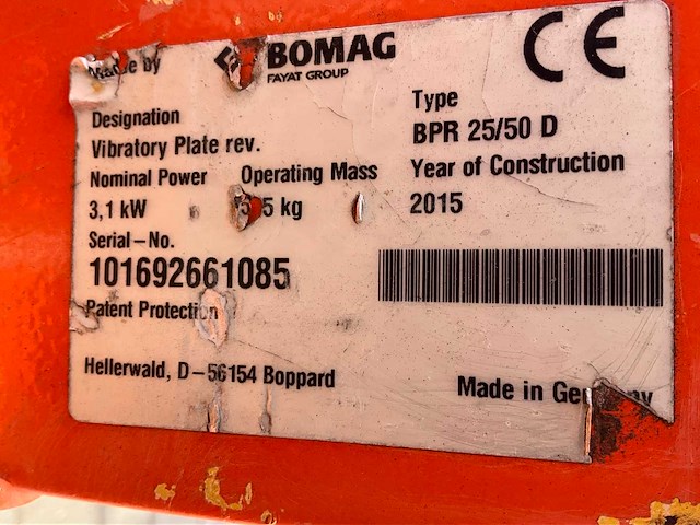 2015 bomag bp 25/50 d trílplaat - afbeelding 2 van  10