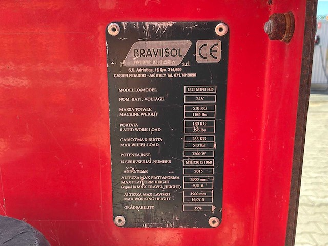 2015 braviisol leonardo lui mini hd hoogwerker / personenlift - afbeelding 18 van  25