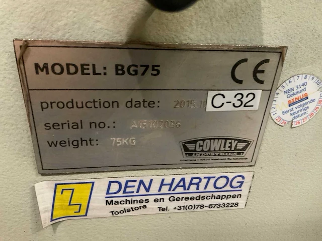 2015 cowley bg75 bandslijpmachine - afbeelding 5 van  5