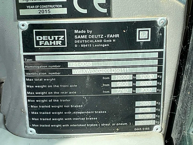 2015 deutz 7210 11v vierwielaangedreven landbouwtractor - afbeelding 36 van  41
