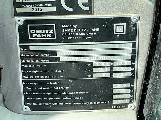 2015 deutz 7210 11v vierwielaangedreven landbouwtractor - afbeelding 29 van  34