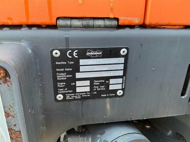 2015 doosan dx 55w midigraafmachine - afbeelding 27 van  33