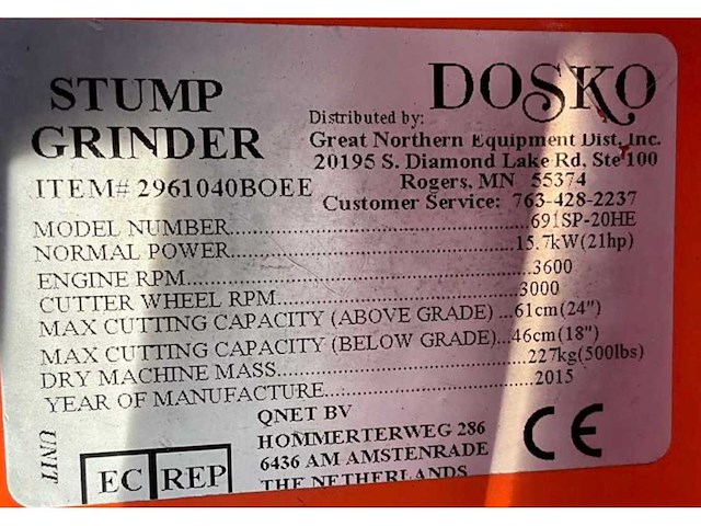 2015 dosko 691sp-20 he boomstronkhakselaar - afbeelding 9 van  17