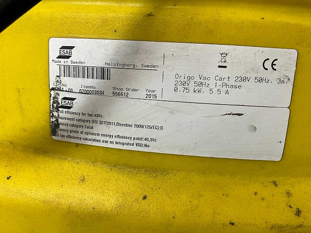 2015 esab origo vac cart lasdampafzuiginstallatie - afbeelding 5 van  6