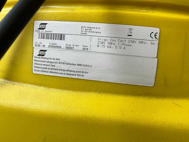 2015 esab origo vac cart lasdampafzuiginstallatie - afbeelding 6 van  6