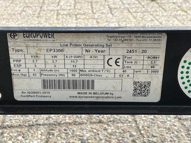 2015 europower ep3300 noodstroomaggregaat - afbeelding 8 van  9
