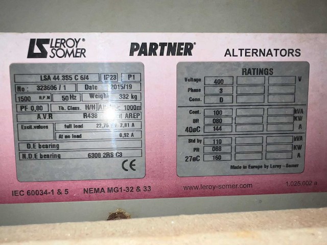 2015 europower generators epsr100tde-3a stroom aggregaat - afbeelding 16 van  24