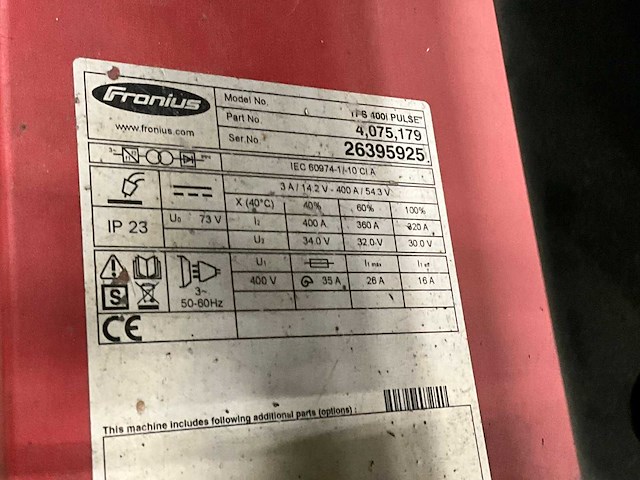 2015 fronius tps 400i pulse mig-lasmachine - afbeelding 8 van  8