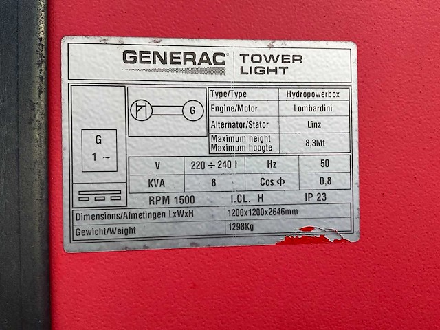 2015 generac. hydropowerbox bouwlamp - afbeelding 3 van  3