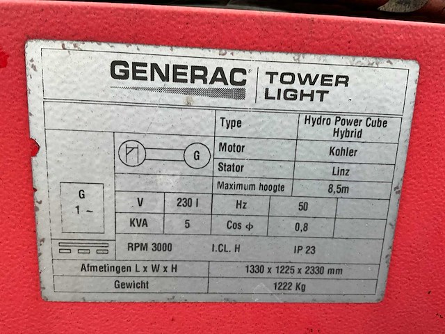 2015 generac tower light hpc hydro power cube led stationaire lichtmast - afbeelding 11 van  20