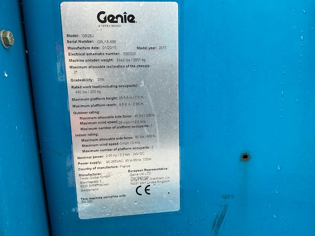 2015 genie gr26j hoogwerker defect - afbeelding 19 van  26