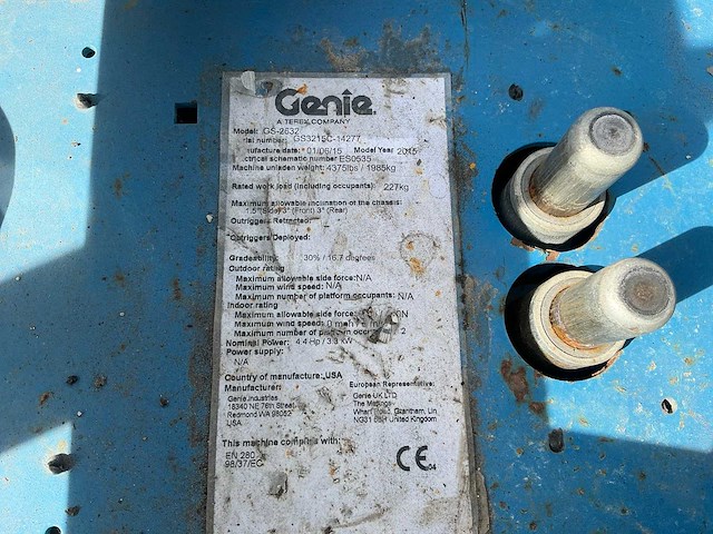 2015 genie gs-2632 hoogwerker - afbeelding 6 van  14