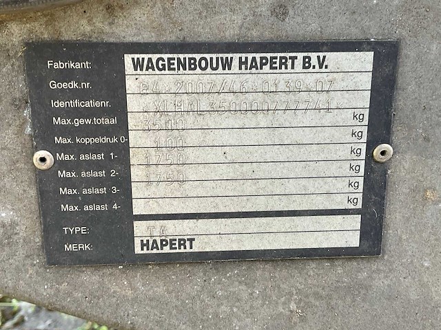 2015 hapert al3500 ta aanhangwagen - afbeelding 5 van  8