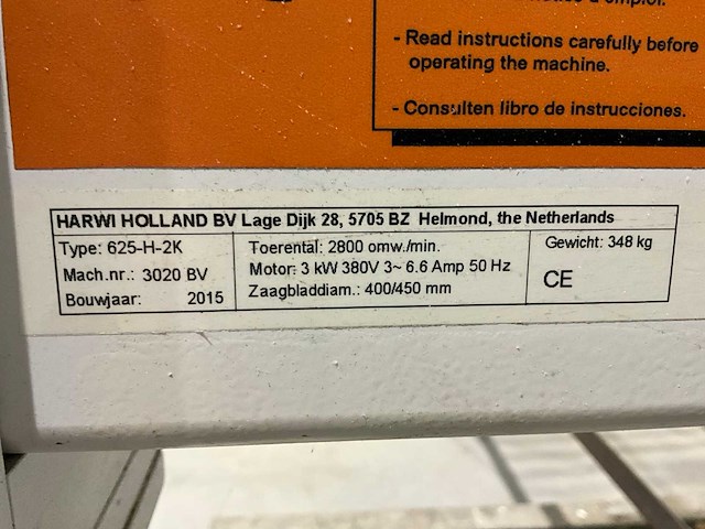 2015 harwi 625-h-2k afkortcirkelzaagmachine - afbeelding 7 van  15