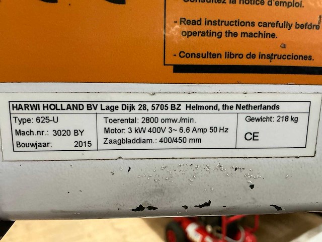 2015 harwi 625-u radiaalafkortzaagmachine - afbeelding 5 van  13