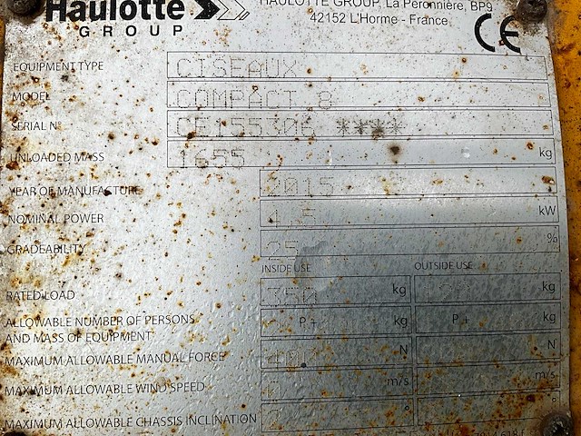 2015 haulotte compact 8 hoogwerker - afbeelding 4 van  12