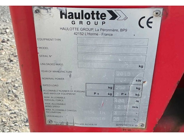 2015 haulotte h12 cj hoogwerker - afbeelding 10 van  10