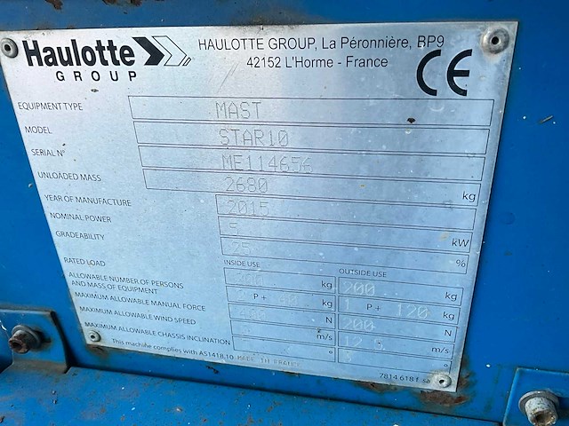 2015 haulotte star 10 hoogwerker - afbeelding 3 van  11