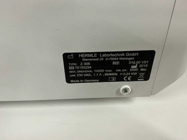 2015 hermle z306 centrifuge - afbeelding 6 van  6
