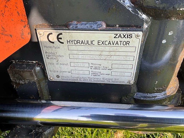 2015 hitachi zaxis 22u minigraafmachine - afbeelding 22 van  24