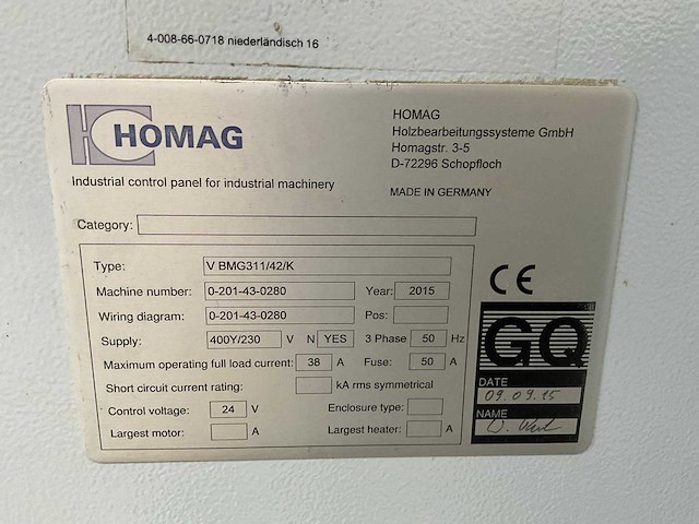 2015 homag venture bmg 311/42/k cnc-bewerkingscentrum - afbeelding 10 van  17