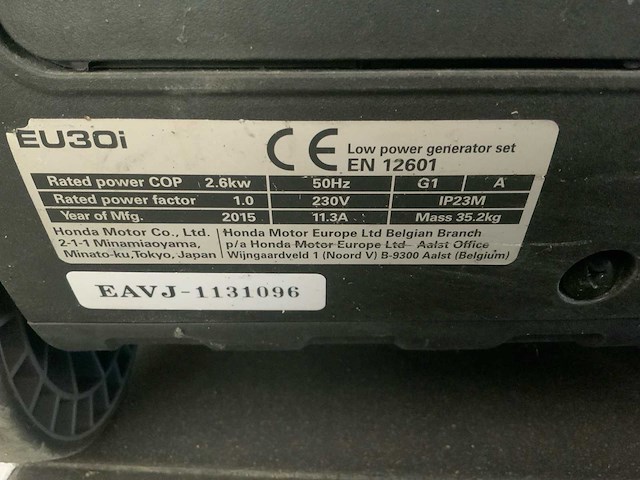 2015 honda eu 30i stroomgenerator - afbeelding 4 van  4