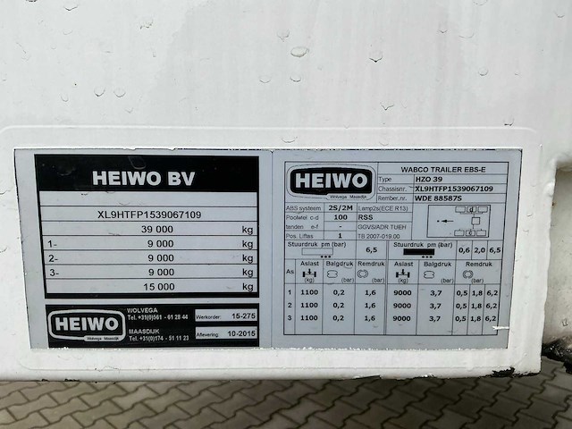 2015 h.t.f. hzo 39 oplegger - afbeelding 11 van  17