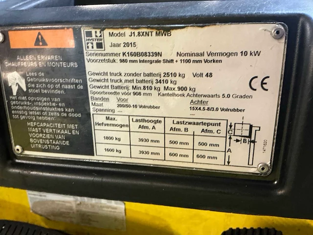 2015 hyster j1.8xtn vorkheftruck - afbeelding 6 van  8