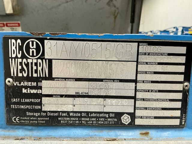 2015 ibc western 10tcg brandstof opslagtank - afbeelding 1 van  7