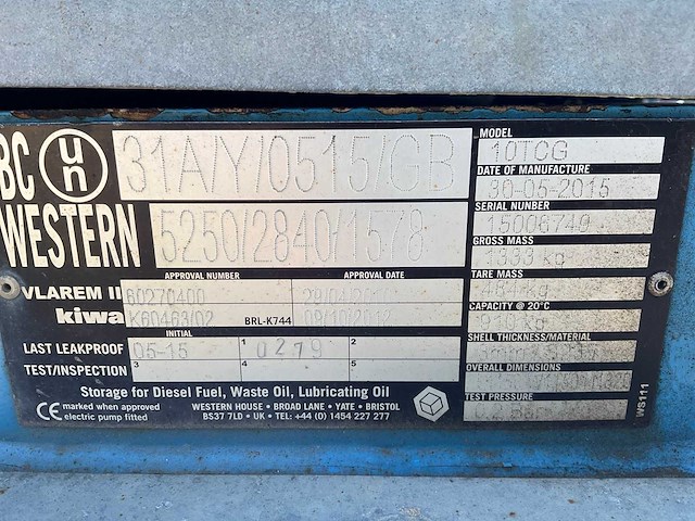 2015 ibc western tcg dieseltank - afbeelding 8 van  9