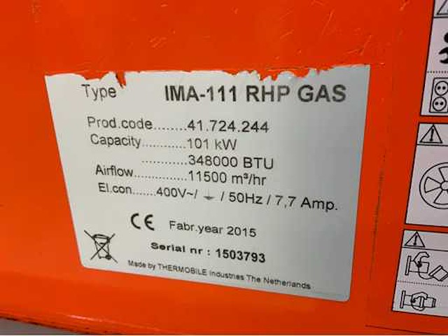 2015 ima-111 rhp mobiele verwarmingsinstallatie - afbeelding 5 van  5