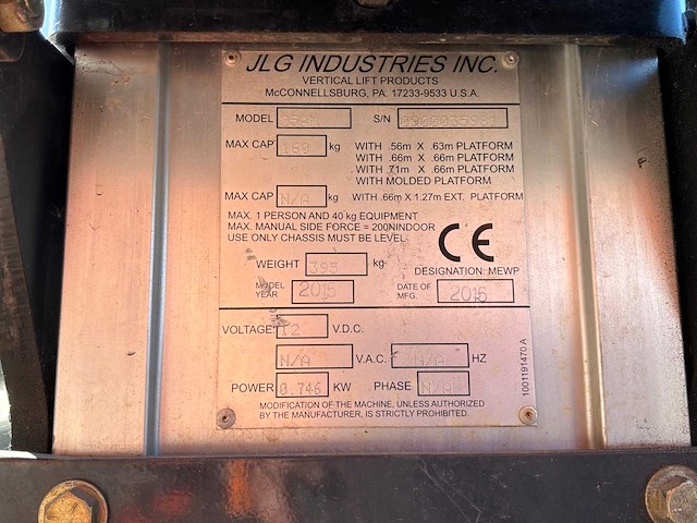 2015 jlg 25am dc hoogwerker - afbeelding 9 van  16