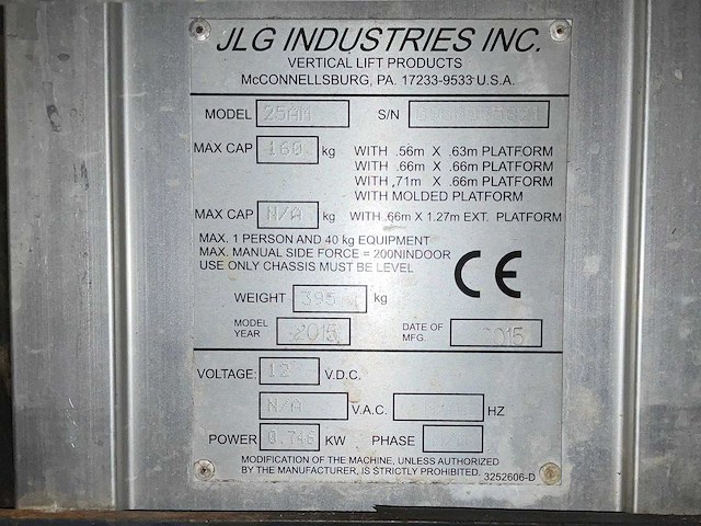 2015 jlg 25am hoogwerker - afbeelding 5 van  13