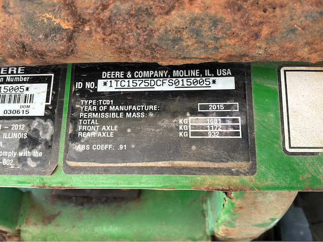 2015 john deere 1575 terraincut zitmaaier - afbeelding 18 van  20